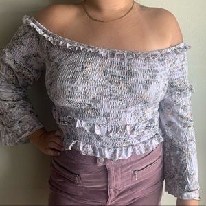 Off the Shoulder Purple Crop Top (L)